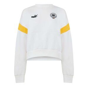 Puma Womens/Ladies Dhb Archive Crew Neck Crop Sweatshirt / White/Black